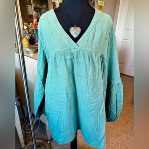 Soft Surroundings Teal V-Neck Maternity Comfortable Tunic